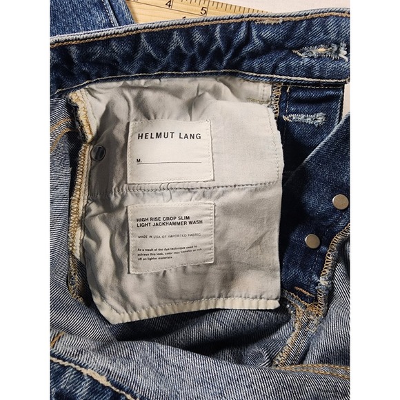 Helmut Lang High Rise Crop Slim Jeans Light Jackhammer Wash Distressed W Size 26 - Picture 10 of 15